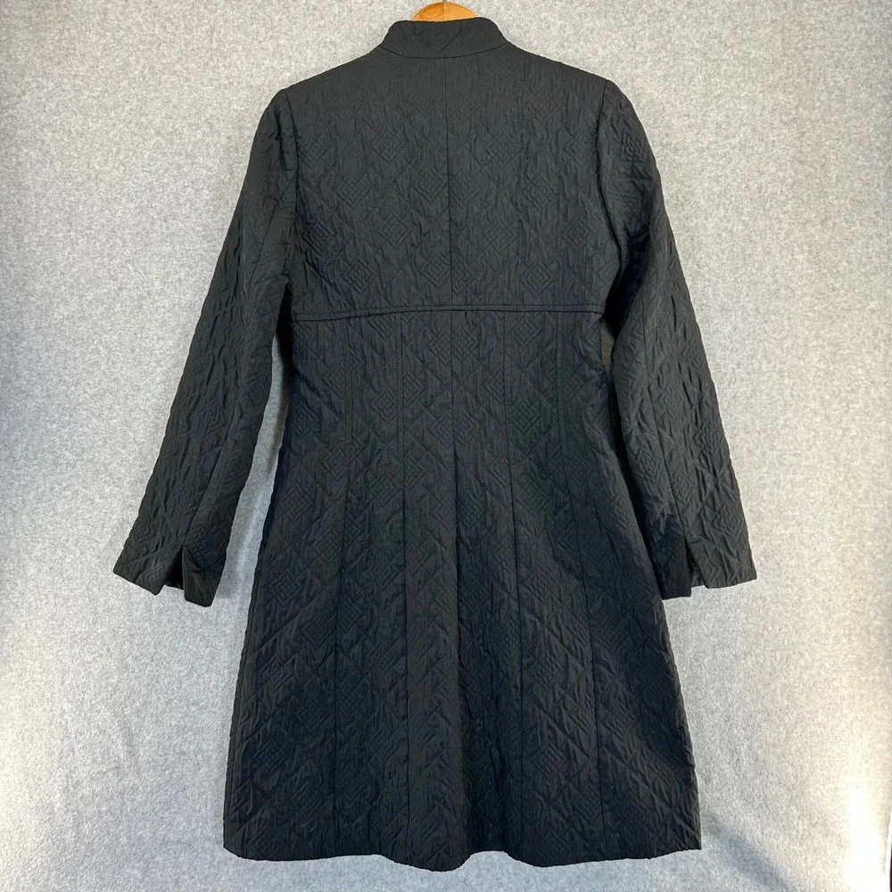 Christie‎ de la Rue Black Quilted Button Front Midi Coat Womens Size 2